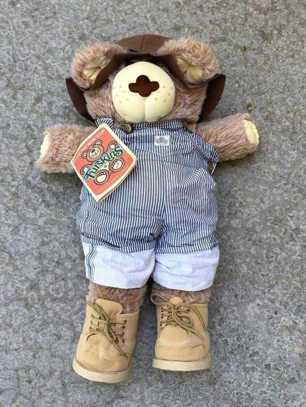 Vintage 1985 Furskins Dudley Bear Plush w/ Original Story Tag Xavier Roberts